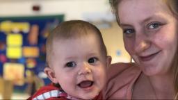 mum and baby smiling