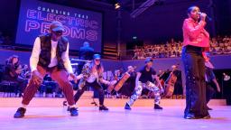 Group of young people dancing on stage