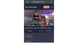 screenshot of mixcloud website of a person with headphones and a laptop holding a live stream concert