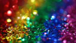 Rainbow coloured glitter: Red, Yellow, Green, Blue, and Purple