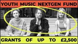 black and white photo of three young people with NextGen Fund text written on top