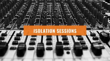 Sound mixing board with isolation sessions written on top