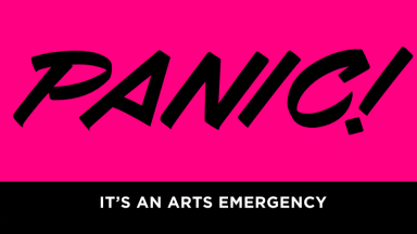 The word Panic! on a pink background with 