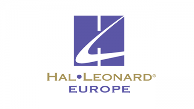 blue square with shape cut out of it, text hal leonard europe written beneath